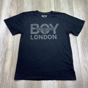 Boy London Shirt Mens Small Black Gray Short Sleeve Punk‎ Casual Men